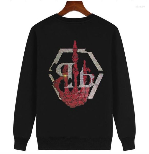 

men's hoodies leisure men size s-4xl casual sports 2023 style rhinestone pullover sweatshirt, Black
