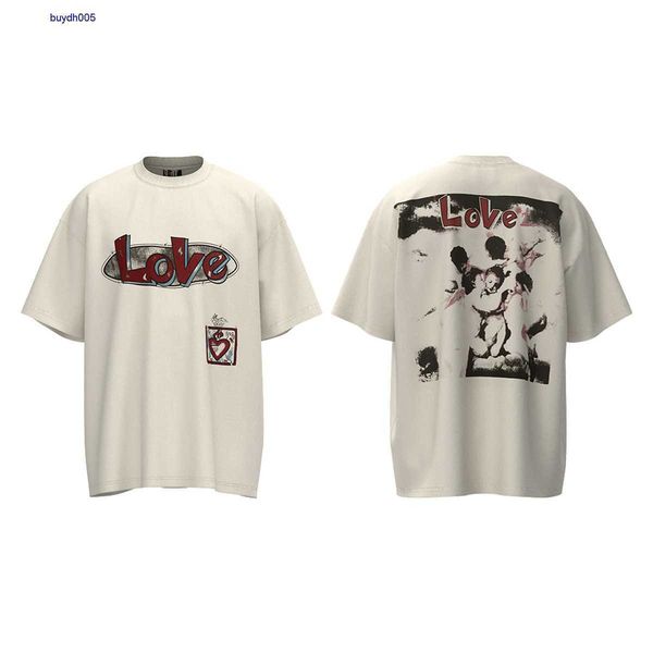 

15cm new style t-shirts for men and women fashion designer s.t michael cupid love print casual high street couple short sleeve yqt0, White;black