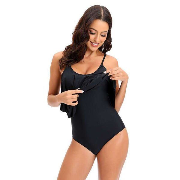 

swimsuit women double layer large flounced one piece briefs womens, White;black