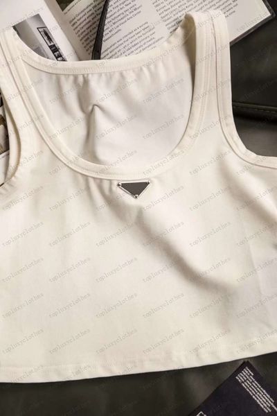 

designer women's knitted t-shirt sleeveless women's summer tank camis t-shirt vest short shirt women's slim vest ice silk top, White