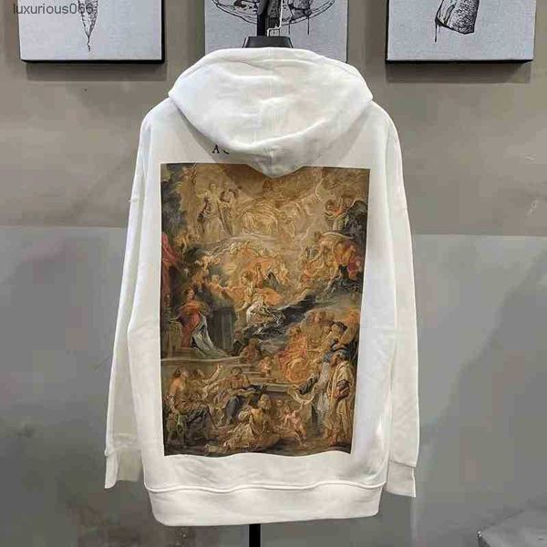 

designer luxury off classic oversize ff katoen hip hop hoodie couples of black white greek oil painting print men women casual hooded