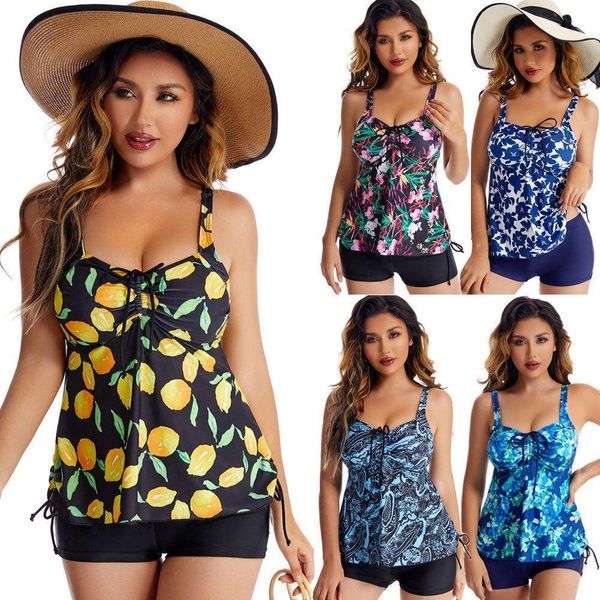 

womens two piece swimsuit plus sized size floral skirt factory, White;black