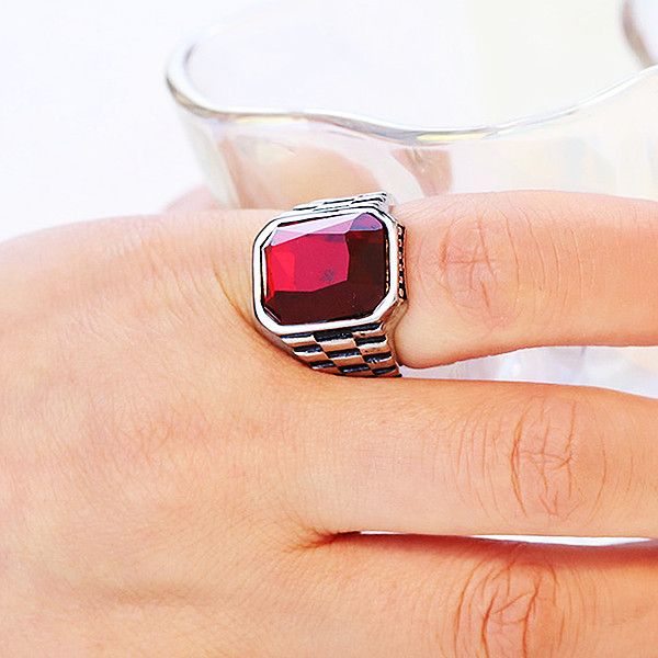 

vintage agate ring stainless steel chunky dome red gemstone rings band for women and men statement wedding minimalist simple style jewelry y, Golden;silver