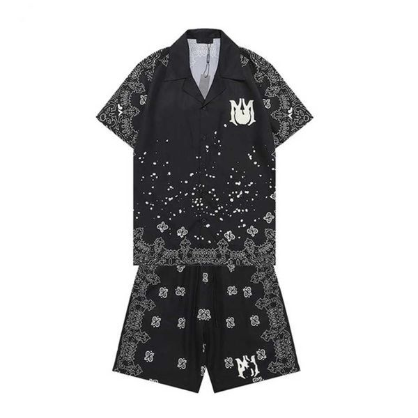 

crime summer fashion mens tracksuits hawaii beach pants set designer shirts letter leisure shirt man slim fit the board of directors short s, Gray