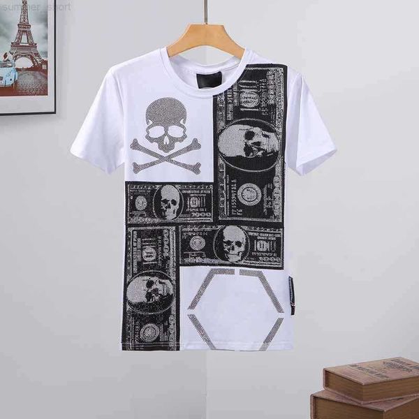 

plain t shirts mens designer t shirts skull diamond philipp plain tees summer fashion casual 100% cotton women short sleeves oversized plai, White;black