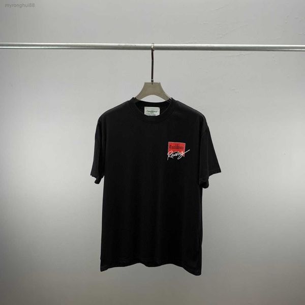 

trendy european casablanc short sleeved t-shirt with chest letter print pattern for and versatile j173, White;black