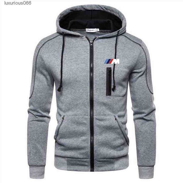 

men's hoodies sweatshirts men jackets bmw m print casual zipper cardigan mens tracksuit fleece gyms hoodie clothing streetwear, Black