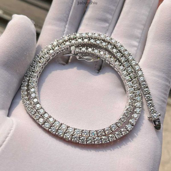 

luxury 4mm white gold plated 925 sterling silver vvs moissanite diamond cluster tennis chain necklace for women
