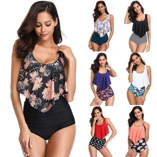 

swimsuit women bikini split conservative high waist, White;black