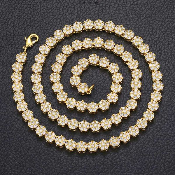 

new design plum blossom 8mm gold plated 925 sterling silver vvs moissanite diamond iced out cuban link tennis chain necklace