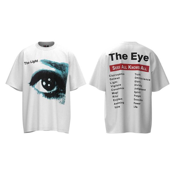 

iq93 new style t-shirts for men and women fashion designer saint michael american eye letter print high street loose summer brand pure cotto, White;black