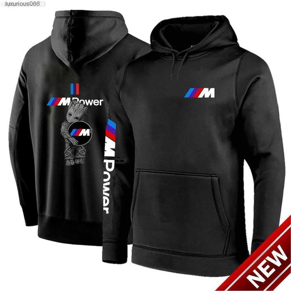 

2023 men's fashion grroot bmw m power hoodies print sweatshirt spring autumn custom cotton harajuku hoody tracksuit, Black