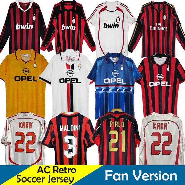 

90 91 ac s retro soccer jerseys 95 96 97 gullit 93 94 88 89 14 15 maldini van basten home away football shirt kaka inzaghi 06 07 pirlo, Black;yellow