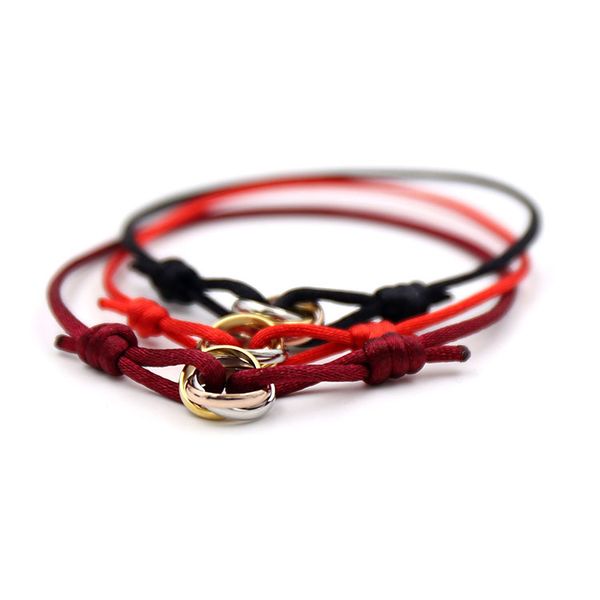 

bracelet charm luxury trinity ring string bracelet three rings hand strap couple bracelets for women and men stainless steel jewelry famous, Silver