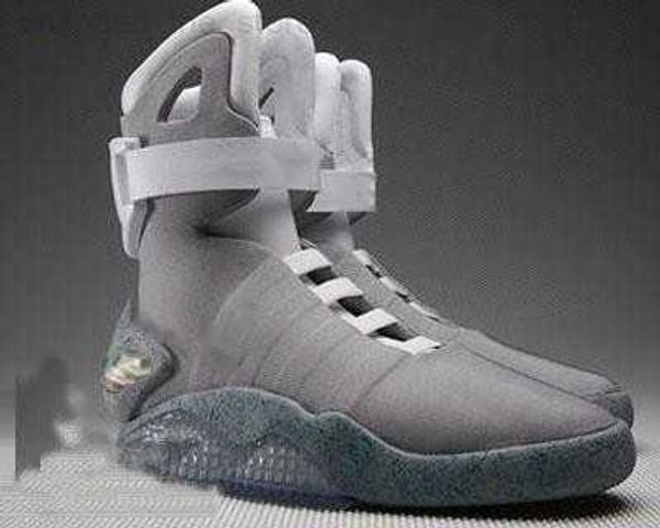 

automatic laces air mag sneakers marty mcfly's led shoes man back to the future glow in the dark gray boots mcflys sneaker with box us7, Black