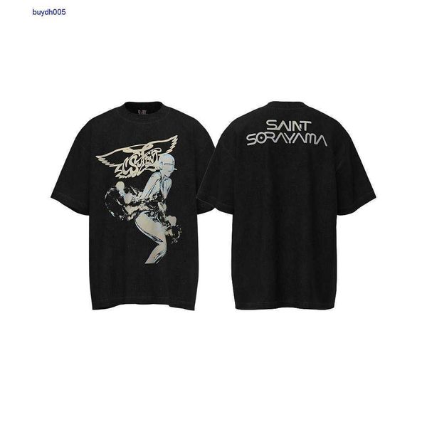 

a1j4 new style t-shirts for men and women fashion designer s.t michael co sorayama exclusive wash vintage short sleeve high street ednt, White;black