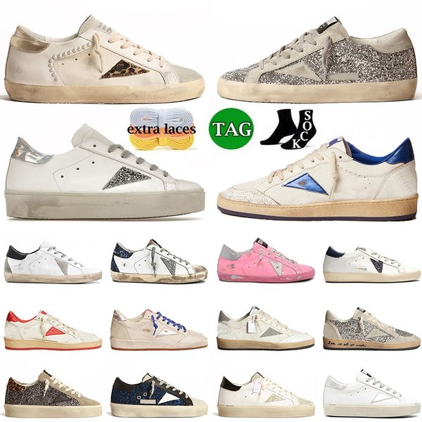 

luxury classic famous italy brand sneakers hi ball star casual shoe golden new release sequin do-old dirty designer gooses platform trainers, Black