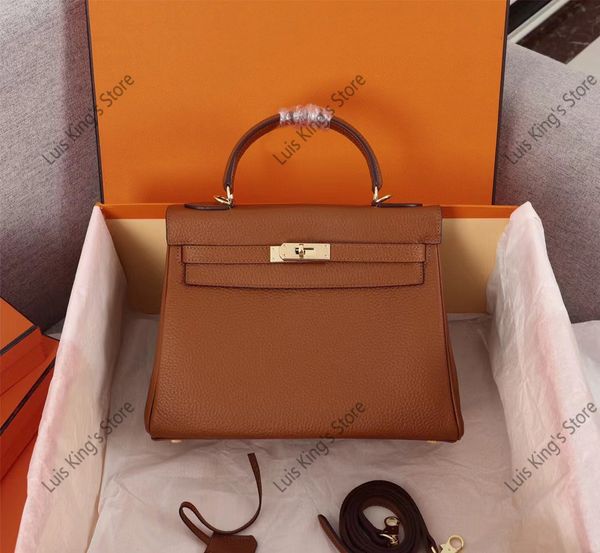 

7a quality designer bag logo women luxury handbags crossbody kellys's lychee pattern classic cowhide real leather gold buckle fashionab