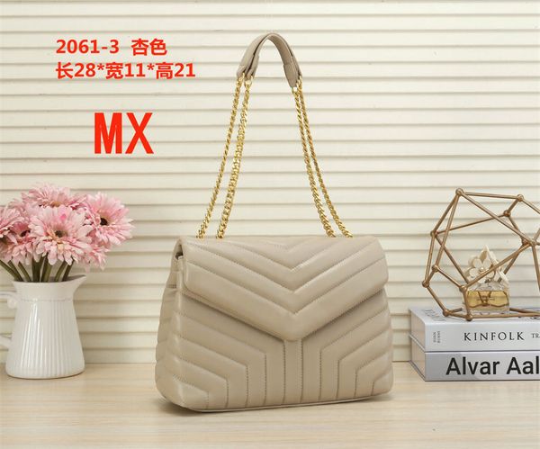 

pu women's bag handbag shoulder bag brand loulou y-shaped designer sewed leather women's metal chain black flip courier chain bag