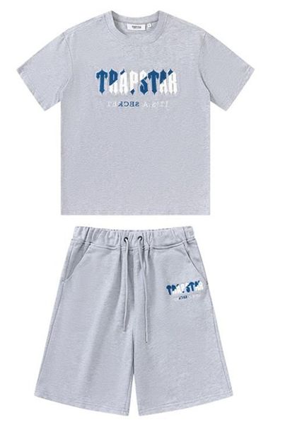 

mens trapstar t shirt short sleeve print outfit chenille tracksuit black cotton london streetwear s-2xl, White;black