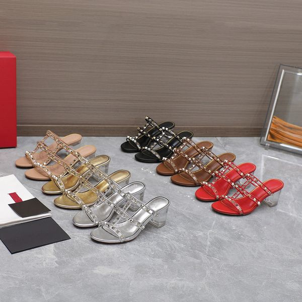 

slide women sandal high heel quilted rivet slides 65mm flat slippers ladies sheepskin, Black