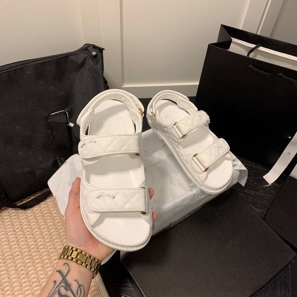 

women sandals designer casual slippers new outer wear printed buckle flat sandals indoor and outdoor shoes summer grandad luxury sandles for, Black