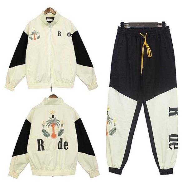 

mens tracksuits sports suit designer jacket pants stitching color pair women's street casual fashion 333 d1xc, Gray