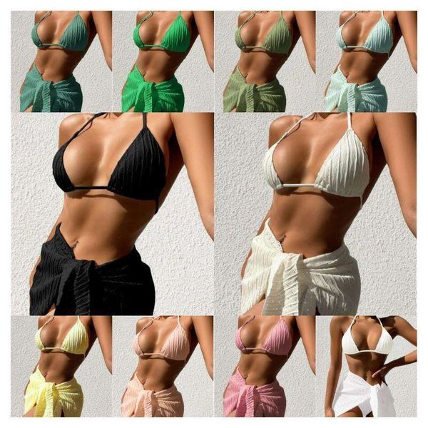 

swimsuit three piece split bikini female swimwear wholesale, White;black