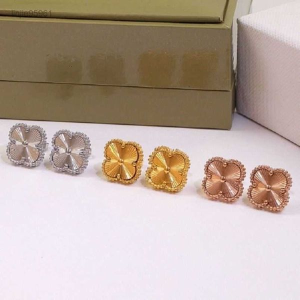 

luxury designer stud earrings clover womens fashion 18k gold jewelryhh0m{category}, Golden;silver