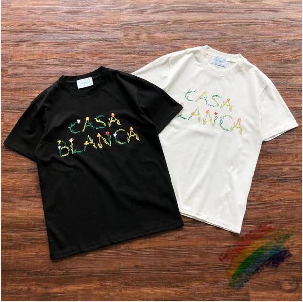

floral letter print t-shirts men women tees short sleeve t shirt, Black;brown
