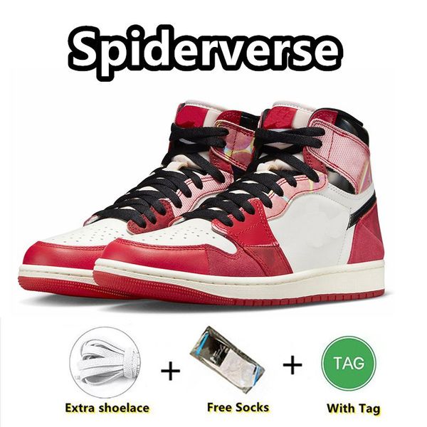 

spiderverse designer spider verse 1 1s high og basketball shoes spiders man dv1748-601 sports sneakers trainers men red white, Black
