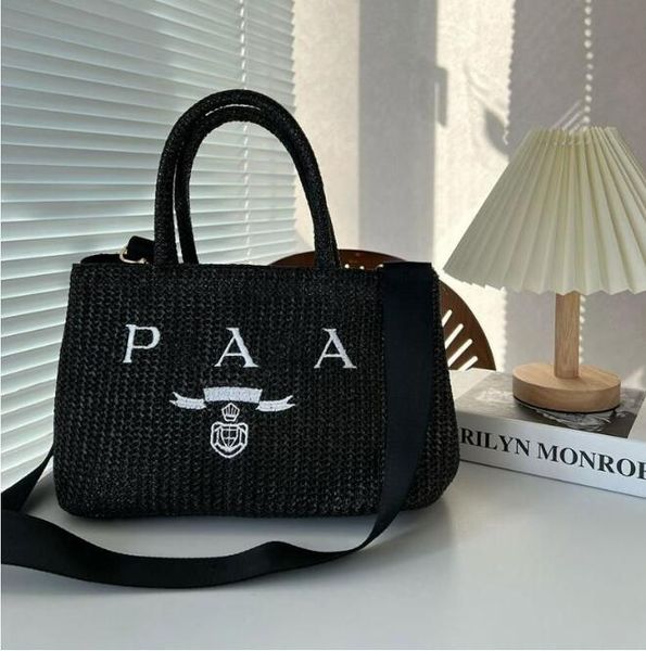 

2023fashion totes bag letter shopping bags canvas designer women straw knitting handbags summer beach shoulder bags large casual tote