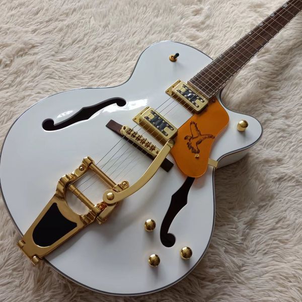 

in stock oem 6-string electric guitar, polished white semi-hollow body, delivery quality