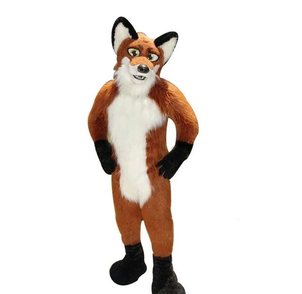 

medium length fur husky dog fox mascot costume halloween christmas costumes suit party, Red;yellow