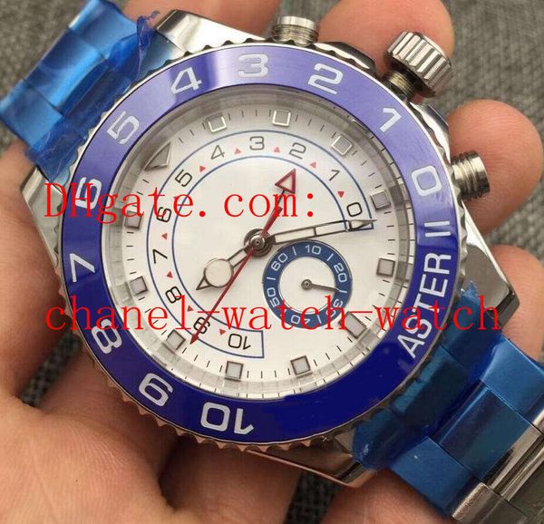 

elling 116680 44mm stainless steel blue ceramic bezel white dial asia 2813 movement mechanical automatic mens watches, Slivery;brown