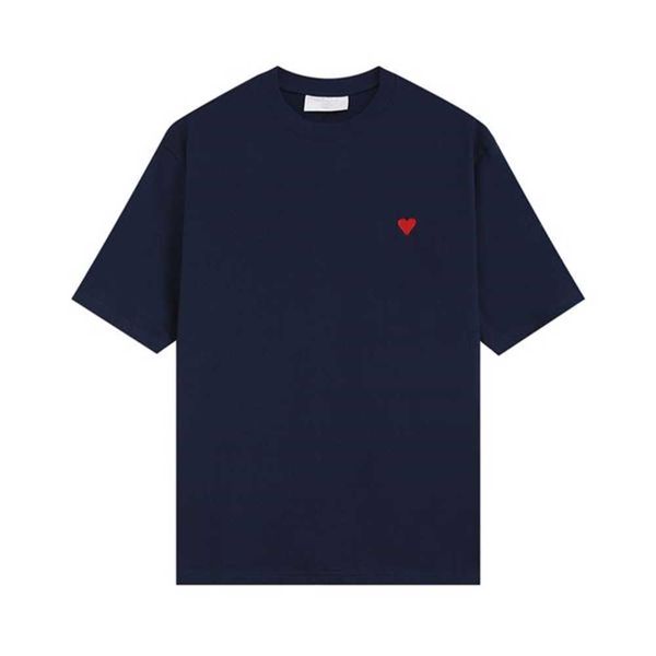 

t shirt for men 2023 springsummer new boyfriend style version with small red heart embroidery on the chest loose and comfortable short sleev, White;black