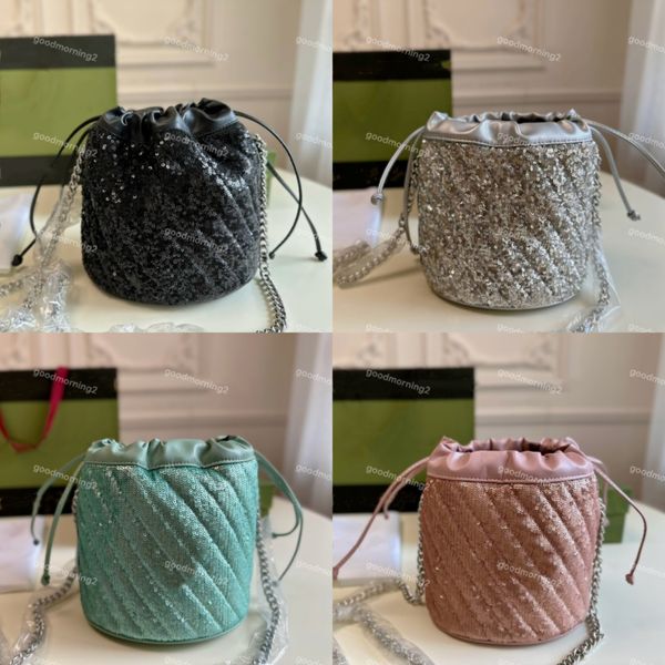 

fashion womens chain shoulder bag handbag sequin decoration small drawstring bags deluxe marmont ladies' bucket wallet crossbody backpa