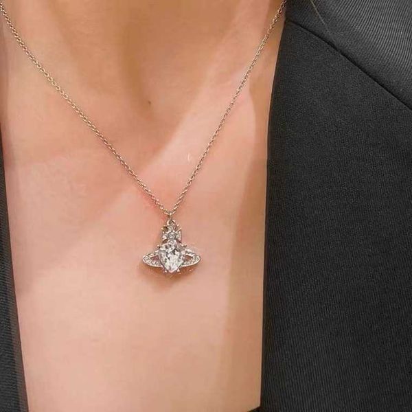 

empress dowager viviance saturn love collar necklace women's crystal diamond new product versatile simple silver