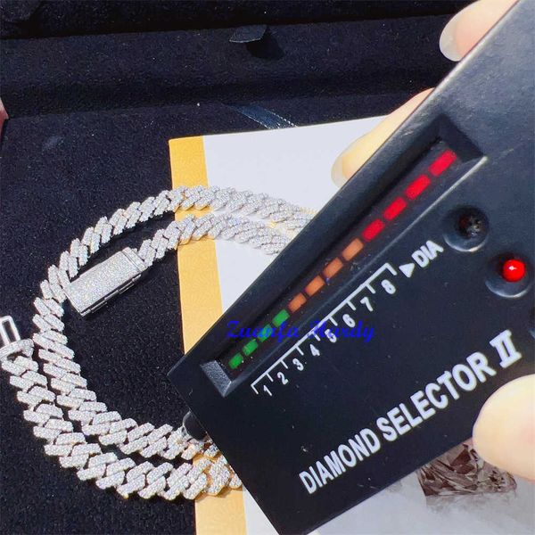 

2023 zuanfa pass diamond tester vvs moissanite cuban link chain 8mm 10mm hip hop necklace men, Silver
