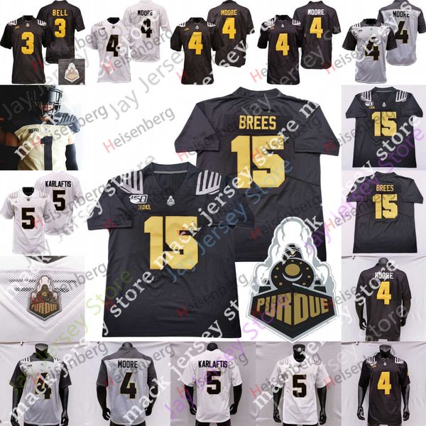 

purdue boilermakers football jersey ncaa college drew brees aidan o'connell king doerue charlie jones jefferson humpich allen moore bel, Black