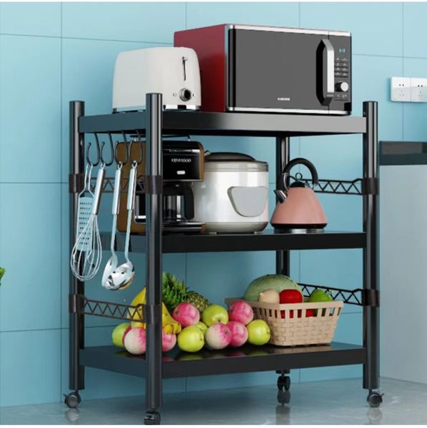 

kitchen 3 to 5 layer shelving floor-to-ceiling multi-layer microwave rack with wheeled storage rack multifunctional oven pot rack storage ra