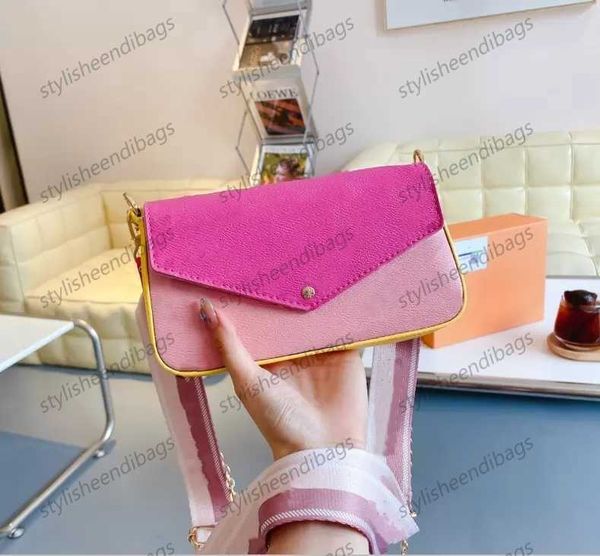 

stylisheendibags shoulder bags designer 3 colors shoulder crossbody handbag fashion women purse chain three-piece flower bag ladies leather