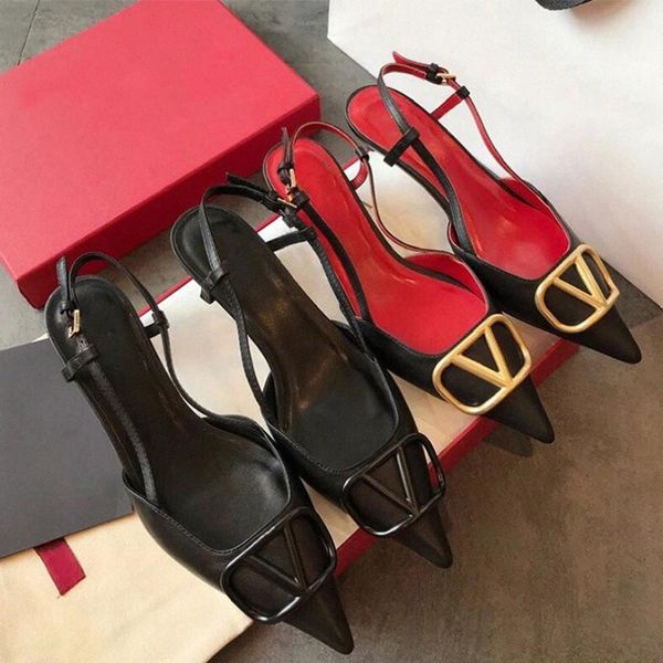 

womens high heeled pointed metal v shaped buckle black leather matte 6cm 8cm 10cm thin heeled leather red womens wedding shoes t5vz#