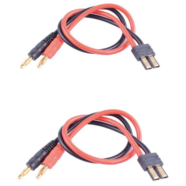 

2pcs compatible with traxxas plug to 4mm banana plug battery rc balance charge cable lead adapter connector 14awg 30cm