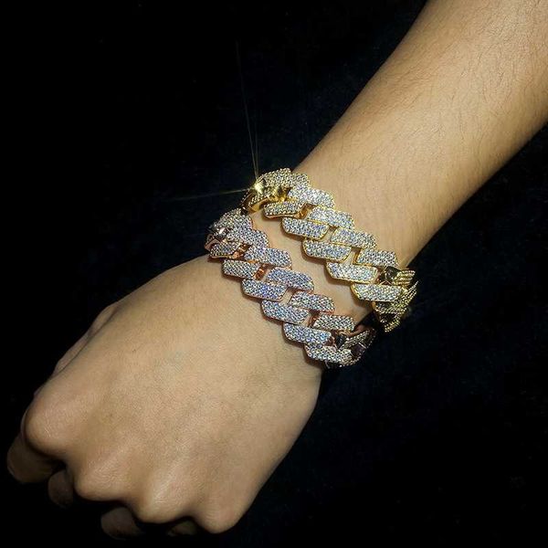 

hip hop moissanite chain 18mm iced out sterling silver moissanite cuban chain bracelet