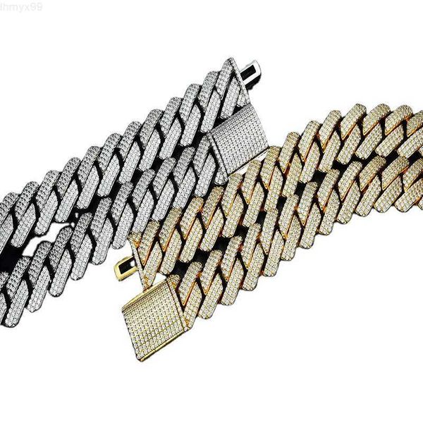 

new arrival 9-19mm fashion hip hop jewelry moissanite gold plated s925 silver cuban link chain for men jewelry