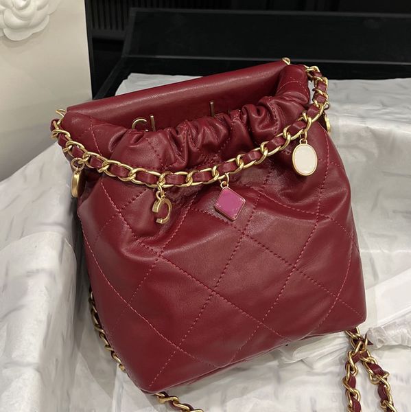 

23p colorful enameled pendants designer mini tote bag with coin charm 8 colors lambskin leather gold letter metal hardware women lucky cross