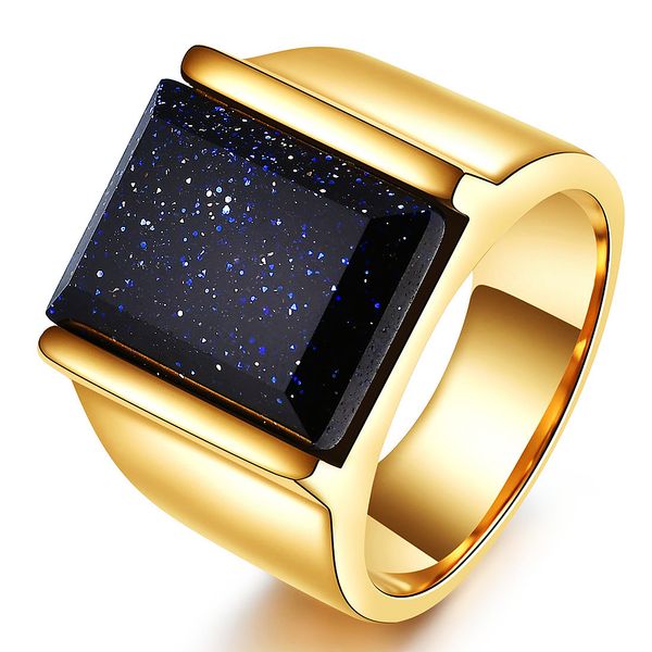 

men's rings stainless steel turquoise black onyx gemstone ring for men gentlmen show their steadiness and atmosphere yw218cg1515, Golden;silver