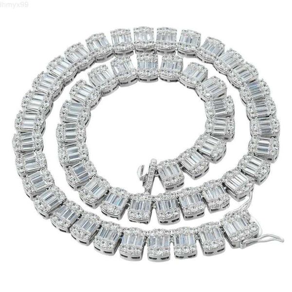 

new design shining hip hop bling real 925 sterling silver 9mm vvs baguette moissanite necklace