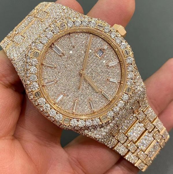 

luxury mens watch movement watches for men iced out watch moissanite watch wristwatch mechanical automatic designer watches diamond watch mo, Slivery;brown
